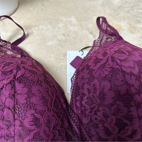 Knix women’s Deep V lace bralette size XXL burgundy red NWT! - Picture 10 of 13